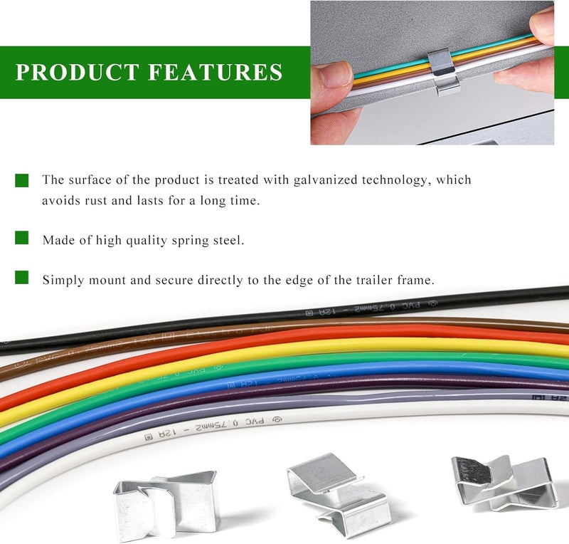 Yourkar 50 PCS Trailer Frame Wire Clips, 0.72"/18mm Steel Trailer Wiring Clips for Automotive Wires Management, Cable Organization for Boat Trailer, Fishing Boat, Car Accessories (50 PCS) - Image 3
